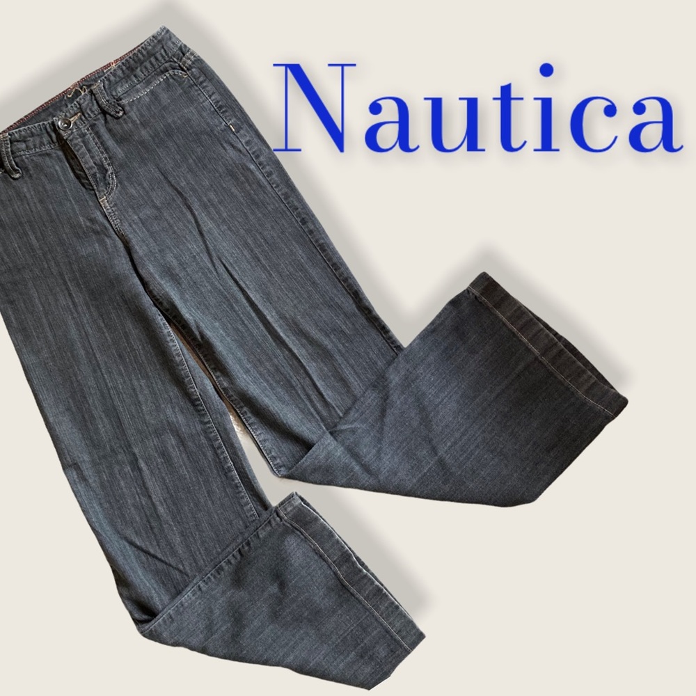 Nautica Womens Black Jeans Size 4 Wide Relaxed Leg